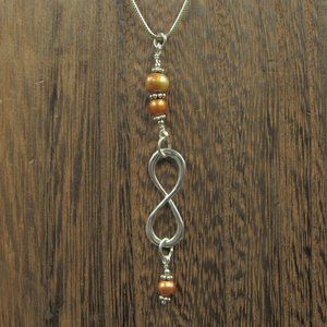 16" Sterling Genuine Pearls Infinity Necklace
